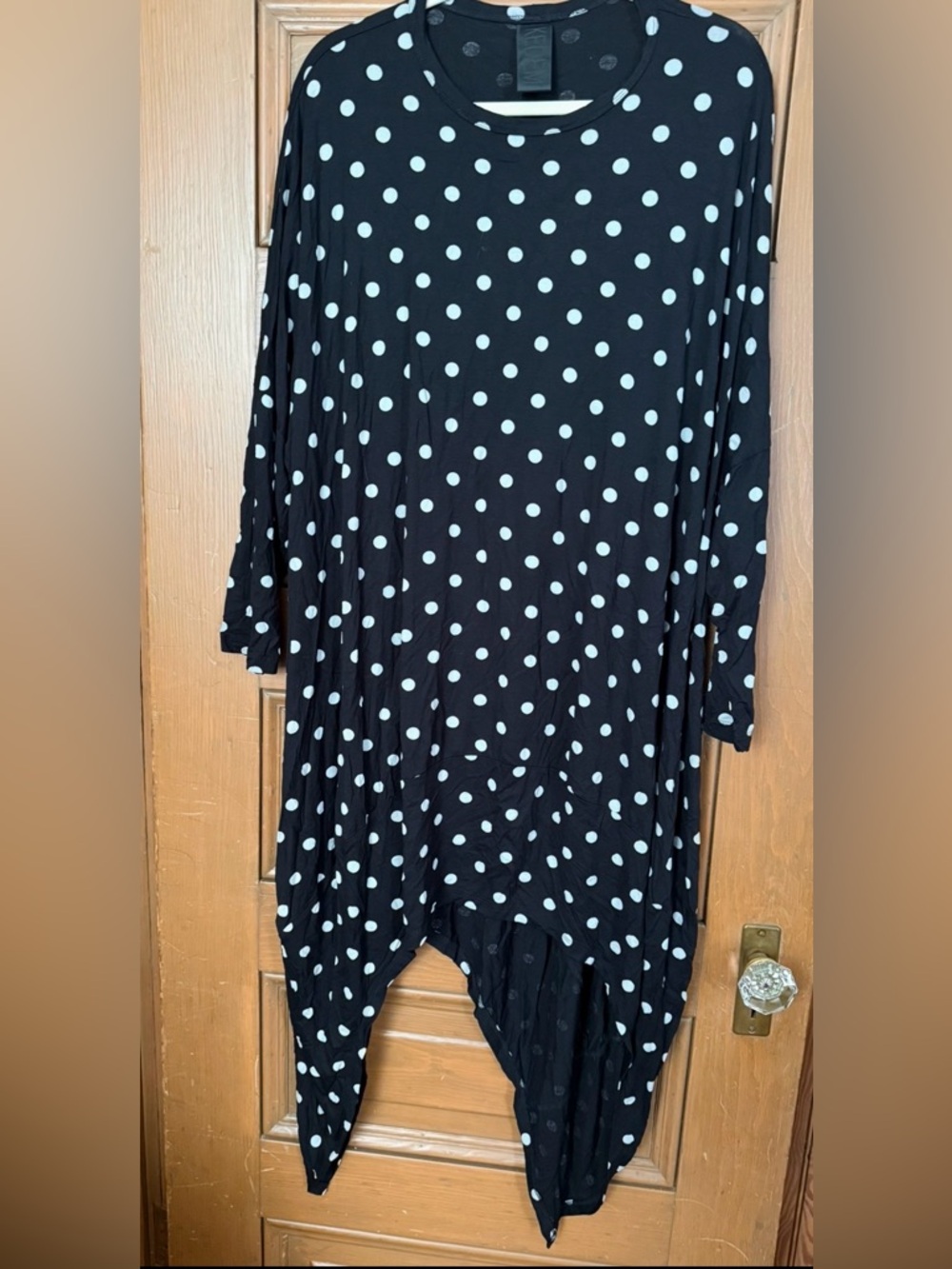 KEDEM SASSON Polka Dot Asymmetrical Women’s Dress - Black with White Dots